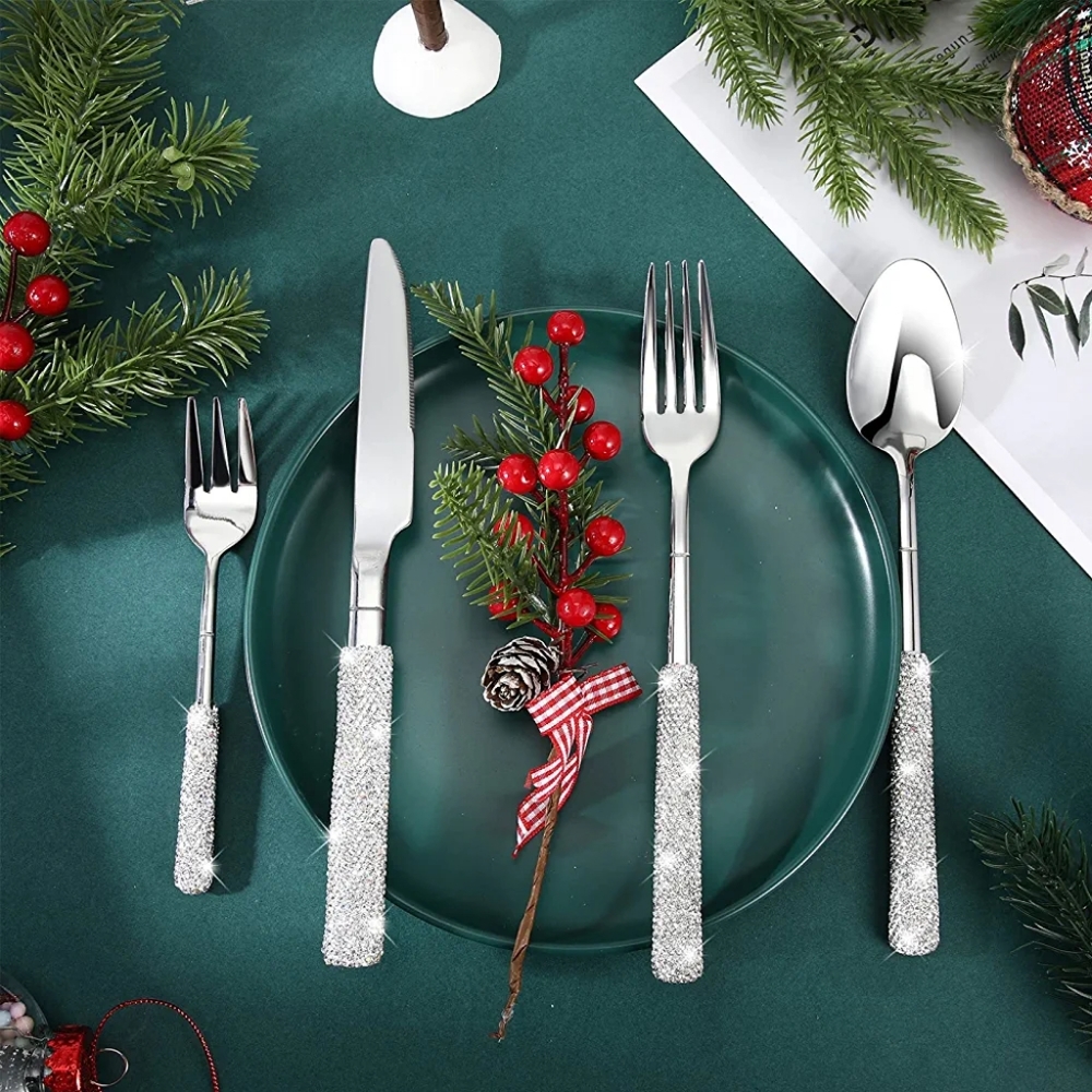 NEW Sparkling Bling Crystal Rhinestone Silverware Place Setting Dinner F⦠- Picture 3 of 6